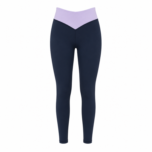 Wave Line Leggings - Navy Blue