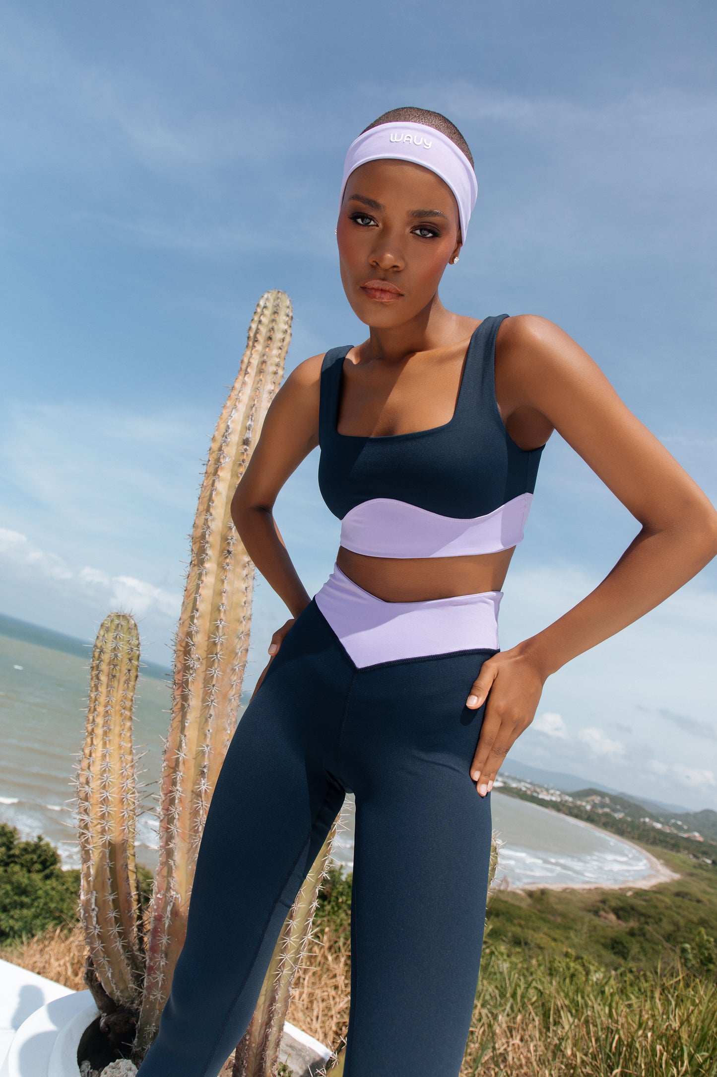 Wave Line Leggings Navy Blue