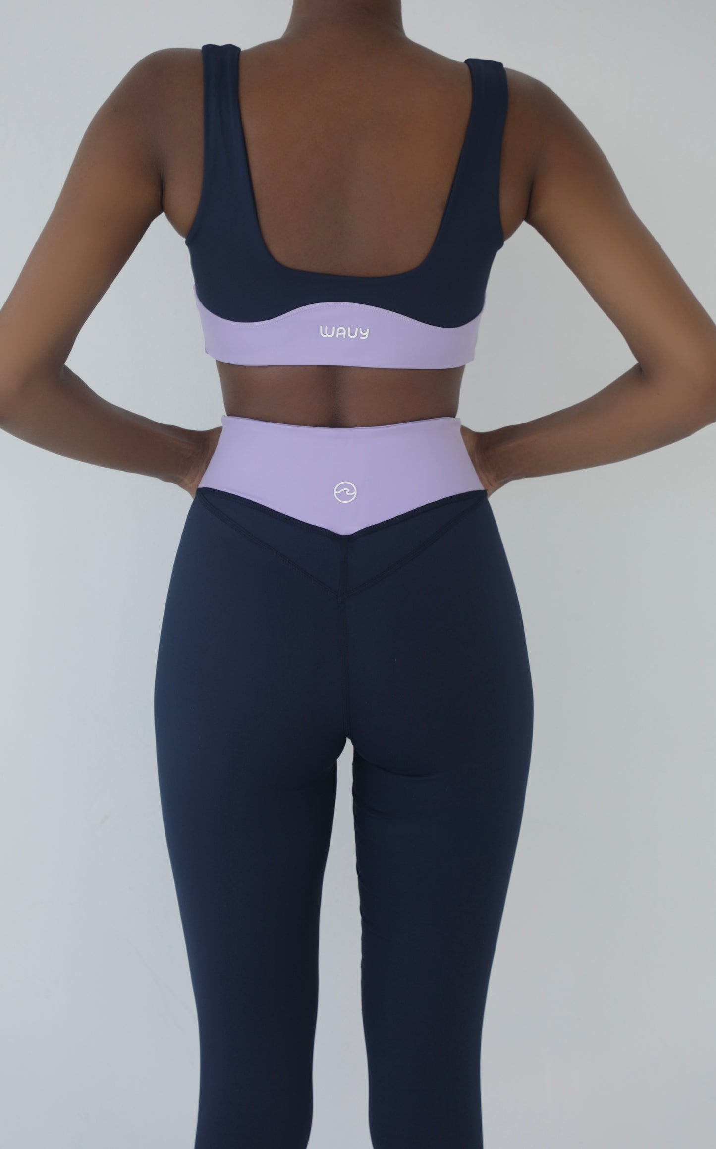 Wave Line Leggings Navy Blue