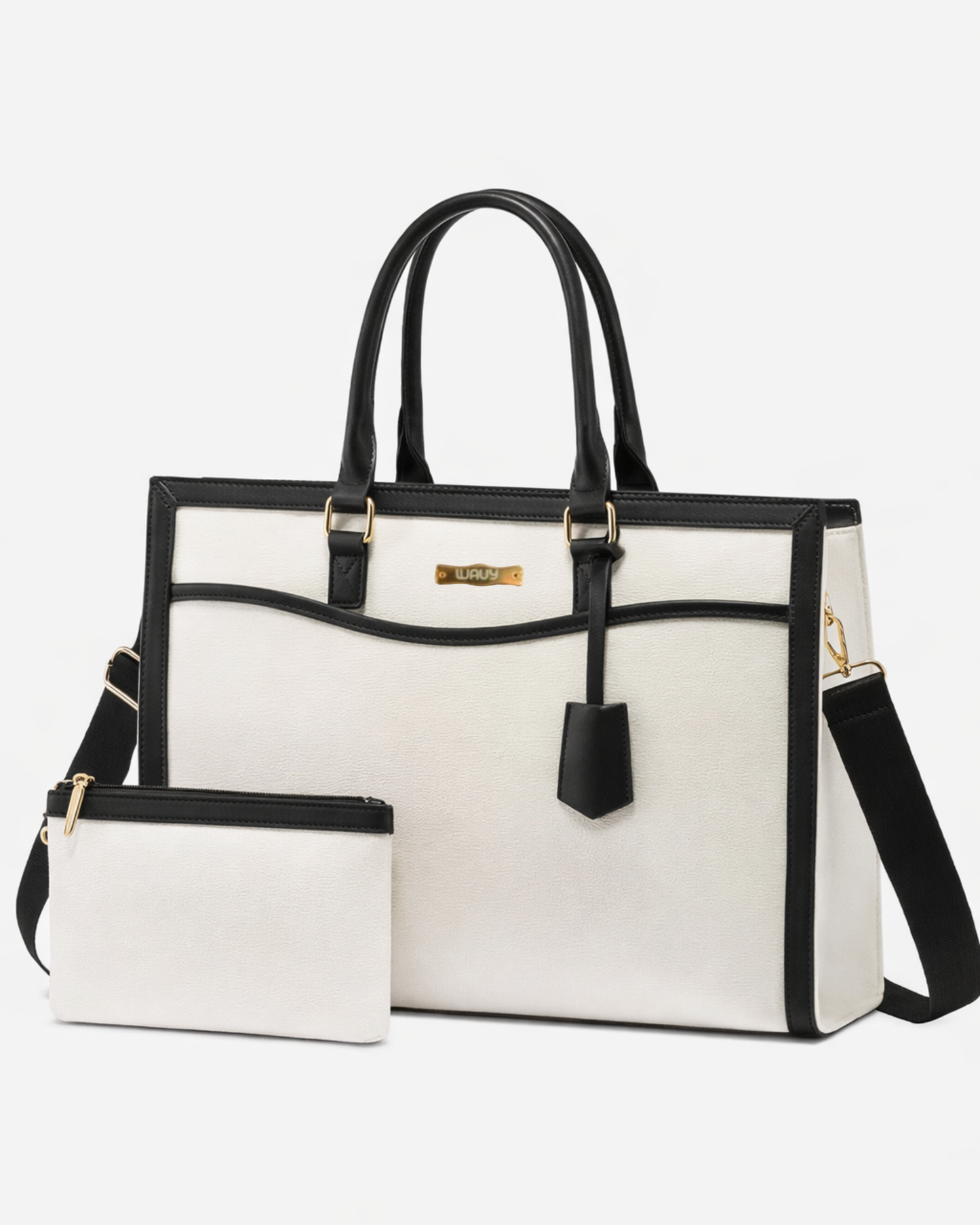 Wavy Laptop Bag Ivory / Black