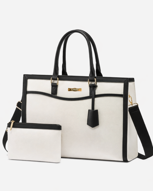 Wavy Laptop Bag Ivory / Black